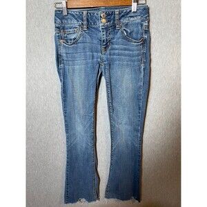 American Eagle Artist Super Stretch Jeans Women's Size 0 Medium Wash Frayed Hem